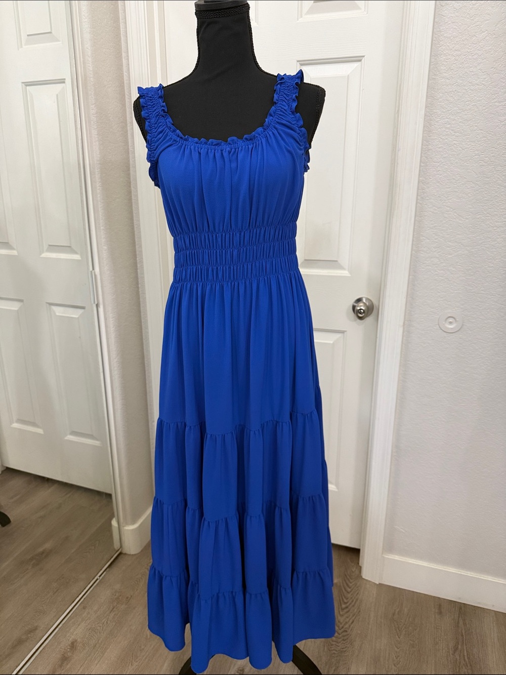 ANTONIO MELANI Royal Blue Ruffled Strap Maxi Dress